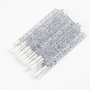 300PCS Disposable ApplicatorsPrecision Nylon Bristle Wands for Salon & Home  Lip  Makeup Kits Brushes - Crystal Handle Lipstick