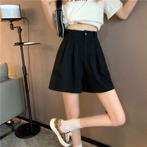 High Waist Loose Fit Elastic Waistband Womens Shorts Summer 2025 Casual Wide Leg Pants White Color Slimming Effect