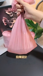 SEA JJT ถุงขยะเชือกรูด HDPE หนาพิเศษสำหรับห้องครัวและห้องน้ำทนทานและป้องกันการรั่วซึม