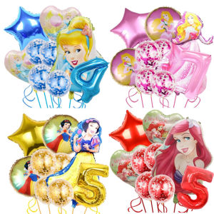 Cross-Border Digital Aluminum Balloon Cartoon Princess Ariel Snow White Bell Kids Birthday Theme Party Ornament Ball
