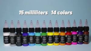 7/14 Color SUANGL-Tattoo Ink Set 0.5oz (15ml) Professional Tattoo Ink Suitable for Professional Tattoo Artists and Artists