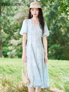 POEMLADY | Resort Style French Elegant V-Neck Youthful Dress