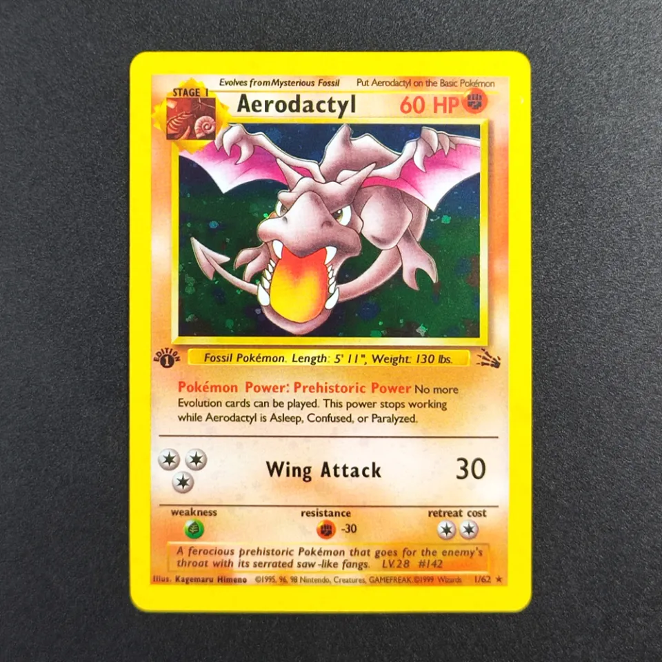 dragonite pokemon card 4/62 Proxy EN Fossil 1st Edition 4-62 Super Rare Collectibles Card Single Classic Game Anime Cards Toys Fossil Unlimited Type Dragonite-Holo 1999 Pokemon TCG Fossil