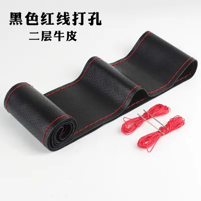 Genuine Leather Anti-slip Hand-stitched Steering Wheel Cover