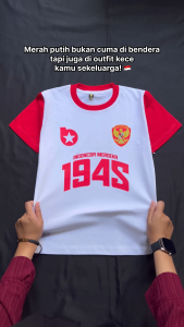 Blueskids Kaos Twotone Agustusan Couple Keluarga Lengan Panjang Pendek Indonesia Merdeka 1945