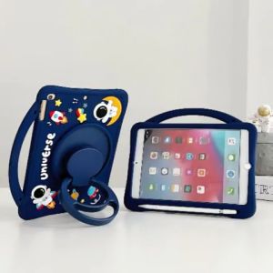 Samsung Tab A8 10.5 2022 X205 Softcase Kid Casing Rotate Astronot Case Stand Standing Handle Strap Tali