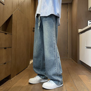 กางเกงยีนส์ทรงหลวมขาตรงสำหรับเด็กผู้ชาย กางเกงขายาวลำลองสำหรับวัยรุ่นและเยาวชน กางเกงขายาวทรงหลวมสำหรับฤดูใบไม้ผลิและฤดูใบไม้ร่วง