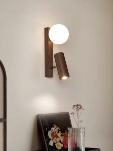 XIANLING | Walnut Wood Color Wall Lamp for Bedroom Study Corridor and Balcony