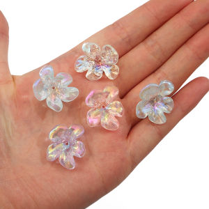 4pcs Acrylic Flower Petals Spacer Beads Clear Aurora Charm Pendant for DIY Earrings Handmade Hairpin Jewelry Accessories