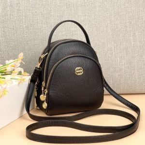 2024 New Mini Fashion Leather Handbag Womens Single Shoulder Crossbody Bag Multi-Layer Portable Bag Stylish British Style