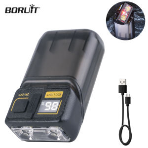 BORUiT LED Flashlight Keychain 180Rotations Magnetic Powerful USB-C Rechargeable Work Light Camping Fishing Torch Emergency Lamp