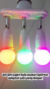 3 in 1 E27 Adapter Converter Horizontal 360 Degrees Adjustable 180 Degree Bendable Light Socket Splitter for LED Halogen Incandescent (Bulb not included)
