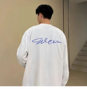 Áo Thun Dài Tay Cotton Nguyên Chất Mùa Thu 2025 Thường Ngày in Họa Tiết Cổ Tròn Đa Năng Thời Trang Nam