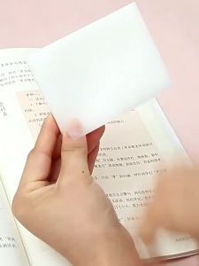 50 pcs 3 sizes Transparent Pearlescent Sticky NotesPET Mini Note Pad Stationery Self-Adhesive Waterproof Memo Notepad Stationery School Office Supplies Korean ins message stickers girly heart gradual warm heart gentle halo note sticky notes