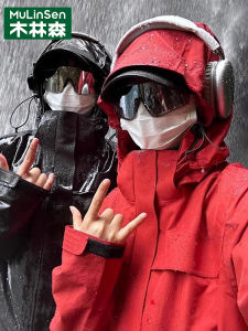 Mulinshan Red Three-in-One Detachable Thickened Outdoor Climbing Jacket Men Women Autumn Winter New Style Hiking Outerwear