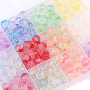 50Pcs 8mm Frosted AB Color Glass Beads Round Spacer Beads for Jewellery Making Diy Women Girls Bracelet Necklace Earring Jewelry Gift Accessories
