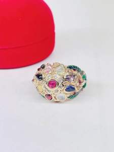 แหวนเงินเจดีย์นพเก้าลงยาสุโขทัยชุปทองk