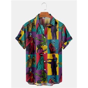 2023 Summer Mens Hawaiian Shirt Movie Figures Horror Vintage Street Clothing 3d Printed Men