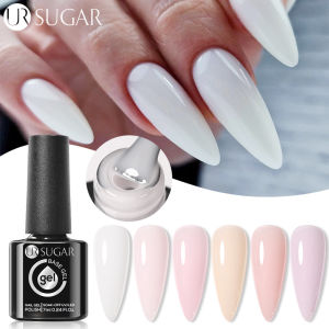 UR SUGAR 7ml Jelly Nude Pink Rubber Base Gel Nude Color Semi Permant Soak Off UV LED Self-leveling Gel Varnishes Great Coverage