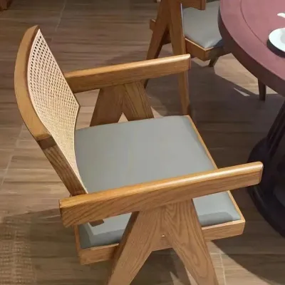 JUNENGLIANG | High-Quality Designer Nordic Rattan Solid Wood White Ash Dining Chair
