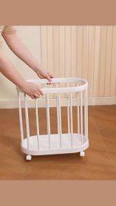 HOMSA Movable Storage Basket with Handle Universal Wheels Large Opening Capacity Trolley Cart Moving Organizer