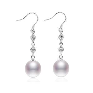New S925 Sterling Silver Earrings Empty Setting Korean Style DIY Pearl And Jade round Bead Embedded Jewelry Accessories