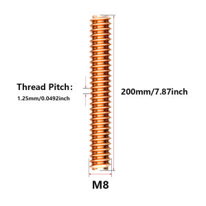 1Pcs T2 Coppers Full Threaded Rod Bolt M5 M6 M8 M10 M12 Length 200mm Fullys Metric Headless Bolt Thread Stud Rods Screws