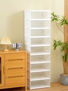 NEARER Shoe Rack With Door DIY Rak kasut Storage Box Bertutup Stackable Rack Shelf Shoe Cabinet Shoe Storage organization Plast