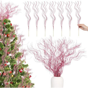 8Pcs Glitter Artificial Berry Branches Christmas Decoration Christmas Tree Ornament for Home Decor New Year Party Gifts Supplies