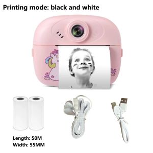 1PC Kids Instant Print Digital Camera Photo Label Thermal Print Camera for Girl Boys Birthday Gifts With 2 Rolls Printer Paper