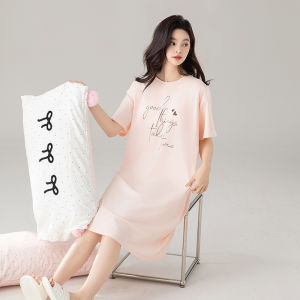 Miiow | Pure Cotton Short Sleeve Sleep Dress Womens Summer New Arrival Thin Home Clothes Sweet Cartoon Print Casual Comfortable Nightgown