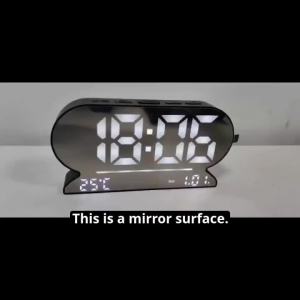USB Powered Digital Alarm Clock TEMP Date Week 2 Alarm Night Mode Snooze Table Clock 3 Levels Brightness 12/24H LED Wall Clock