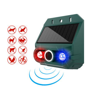 4 Modes Solar Motion Sensor Alarm 129dB Animal Repeller with Strobe Light Outdoor Security Device Alarm Detector for Yard Farm