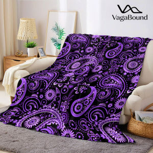 Purple Paisley Flannel Blanket Warm Soft Halloween Christmas Decorative Couch Warm Cozy All-Season Gift