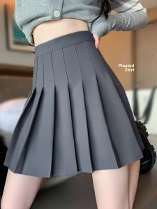 MiiOW | Gray A-Line Mini Skirt For Women High Waist Slimming Summer 2024 New Style College Style Short Skirt JK Half-length Skirt