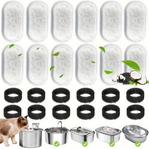 12PCS Cat Water Fountain Activated Carbon Sponge Filters for Stainless Steel Water Dispenser Pet Healthy Water Care Accessory