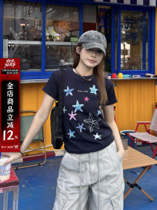 XFX Original American Retro Short Sleeve T-Shirt Women Summer Short Casual Slim Loose Top Classic Print Cotton Street Style