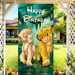 Beast Kingdom | Cute Lion King Simba Door Cover Backdrop Kids Birthday Party Decoration Baby Shower Photo Shoot Props Indoor Outdoor Porch Decor