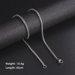 Skyrim Fashion 60cm Long Box Chain Necklace Men Stainless Steel Black Gold Color Link Chains Basic Punk Jewelry Wholesale