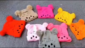 Topi Rajut Bayi Bordir Cewe - Cowo Lucu Motif Boba (6 Bulan - 3 Tahun)