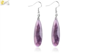 CSJA Natural Stone Earrings Reiki Gem Stone Beads Dangle Hook Drop Earring Vintage Polygon 5 Color for Female Jewelry E941