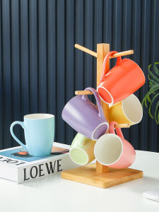 Nordic Style Ceramic Macaron Colored Cup Set of 6 Tea Brewing Cups  And Delightful Small Macaroon Water Cups for Home Use