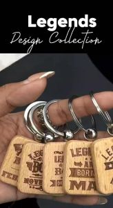 Transfer it Customized/Personalized Wooden Keychain Legends are born in May Laser Engraved W/ Box