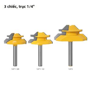 Dao Phay Gỗ Hợp Kim Tungsten Cobalt 6mm 1/4" Shank 45 Độ Dùng Cho Ghép Nối Tấm Gỗ Tạo Đường Rãnh Mộng Tạo Hình Đường Viền.