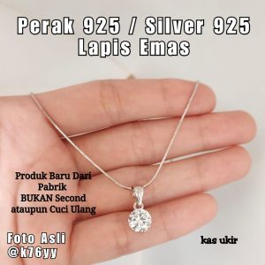 Kalung Perak Asli Silver 925 Liontin Permata Kilau S925 Gold Plated necklace  Aestetic Kalung Simple Mas Perak Asli Ada Surat