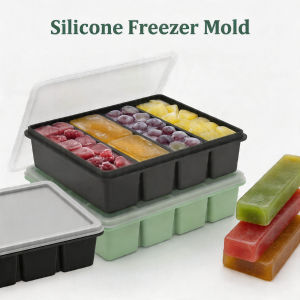Silicone Freezing Mold Food Container with Lid Ice Cube Mold Storage Box Divided Ice box for Store SoupSauce Drink Herbs juices