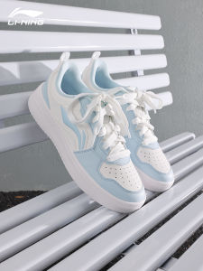 Li-Ning Womens Low-Top Winter Sports Shoes Blue Thick-Heeled Casual Shoes Synthetic Leather Upgraded Version Fall 2025