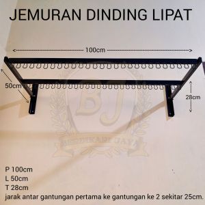 Jemuran Dinding Lipat 100cm Dobel Gantungan
