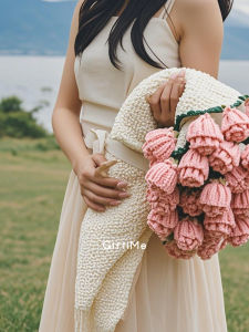 Handmade Rose Bouquet Blanket Shawl Finished Product Birthday Valentines Day Gift for Women Best Friend Wedding Cover Blanket