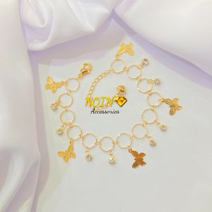 Gelang Tangan Circle Kupu-Kupu Jurai Lapis Emas Untuk Dewasa